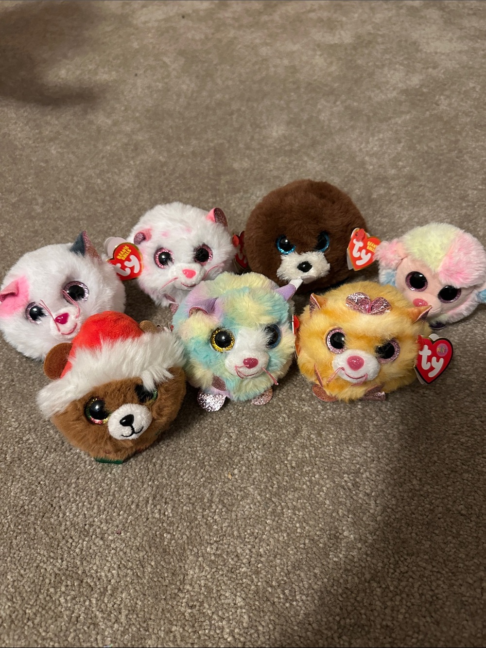 Ty Multicolor and Brown Beanie Boos Small Plush Pets - Pastel, White, Brown